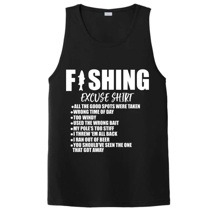 Funny Fishing Excuses Performance Tank