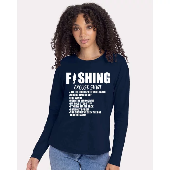 Funny Fishing Excuses Womens Cotton Relaxed Long Sleeve T-Shirt