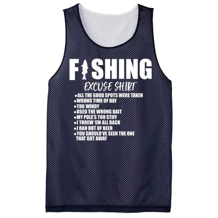 Funny Fishing Excuses Mesh Reversible Basketball Jersey Tank