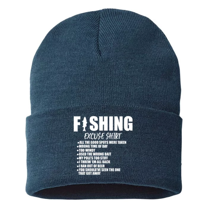 Funny Fishing Excuses Sustainable Knit Beanie