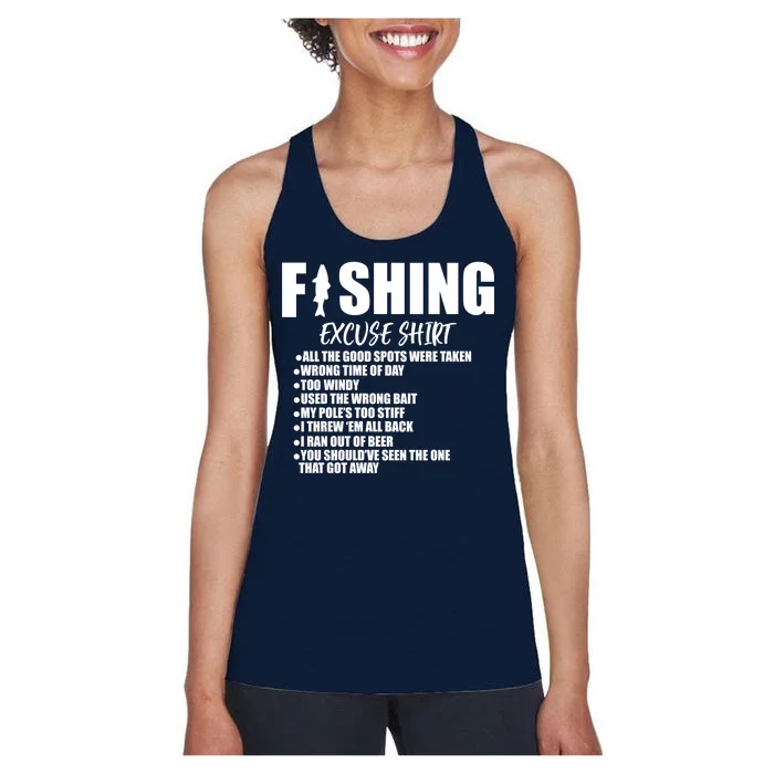 Funny Fishing Excuses Women's Racerback Tank