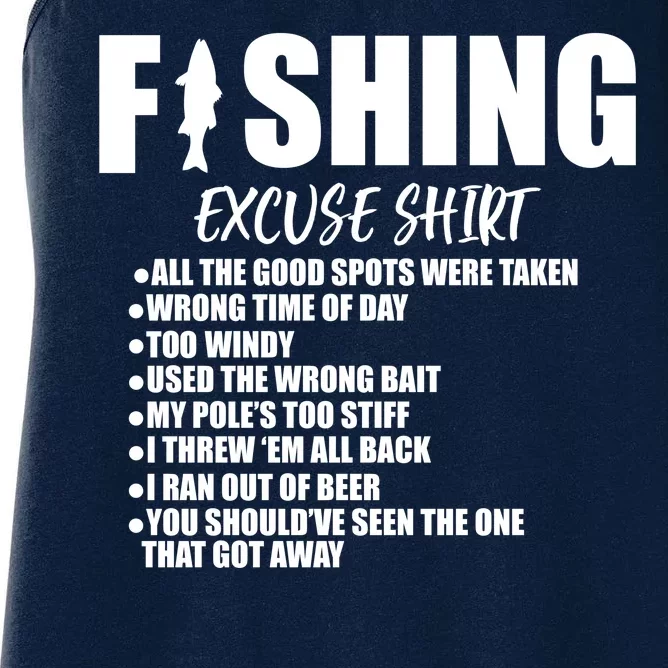 Funny Fishing Excuses Women's Racerback Tank