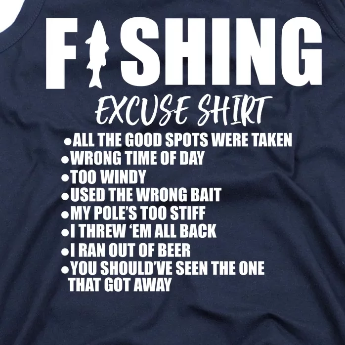 Funny Fishing Excuses Tank Top