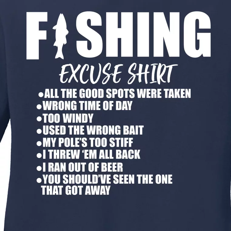 Funny Fishing Excuses Ladies Long Sleeve Shirt