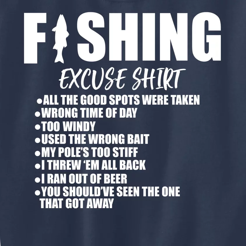 Funny Fishing Excuses Kids Sweatshirt