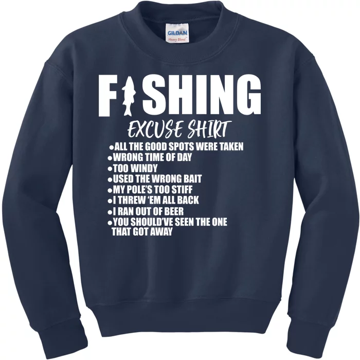 Funny Fishing Excuses Kids Sweatshirt