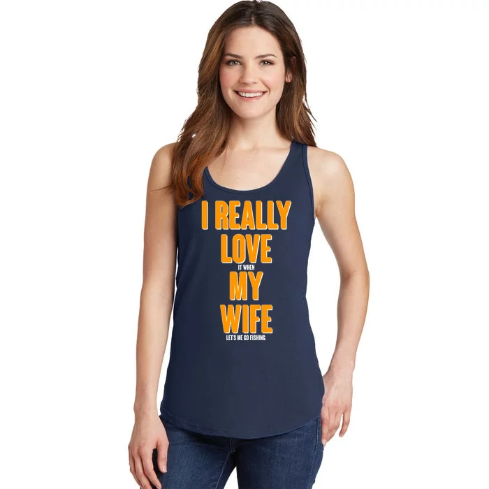 Funny Fishing I Really Love My Wife Ladies Essential Tank