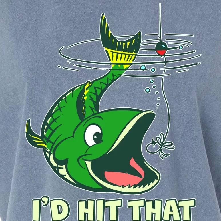 Funny Fishing I'd Hit That Garment-Dyed Women's Muscle Tee