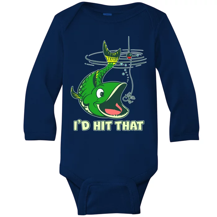 Funny Fishing I'd Hit That Baby Long Sleeve Bodysuit