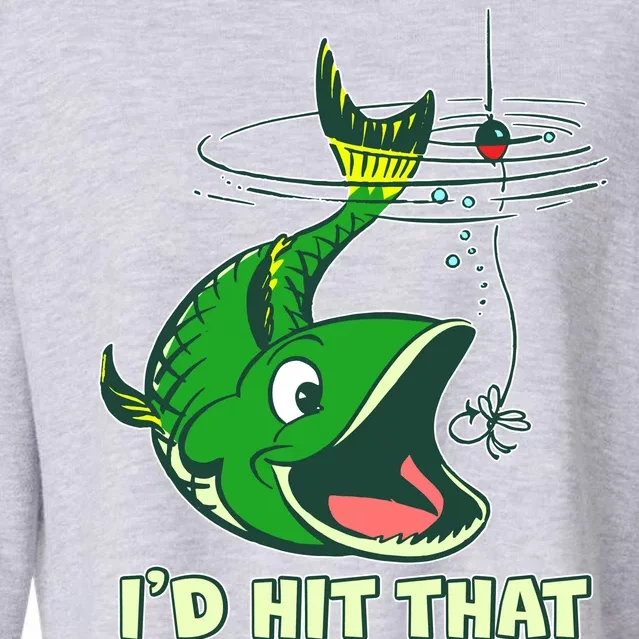 Funny Fishing I'd Hit That Cropped Pullover Crew