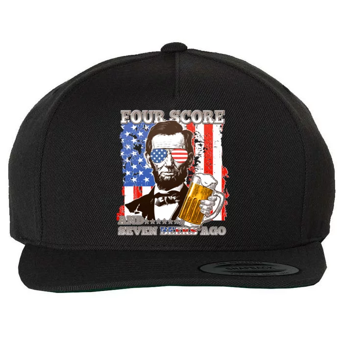 Funny Four Score And Seven Beers Ago Abe Lincoln Wool Snapback Cap