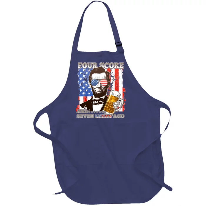 Funny Four Score And Seven Beers Ago Abe Lincoln Full-Length Apron With Pocket