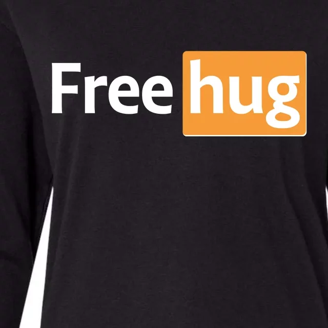 Funny Free Hug Logo Meme Womens Cotton Relaxed Long Sleeve T-Shirt