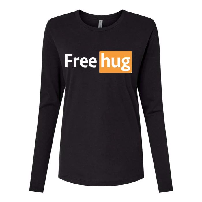 Funny Free Hug Logo Meme Womens Cotton Relaxed Long Sleeve T-Shirt