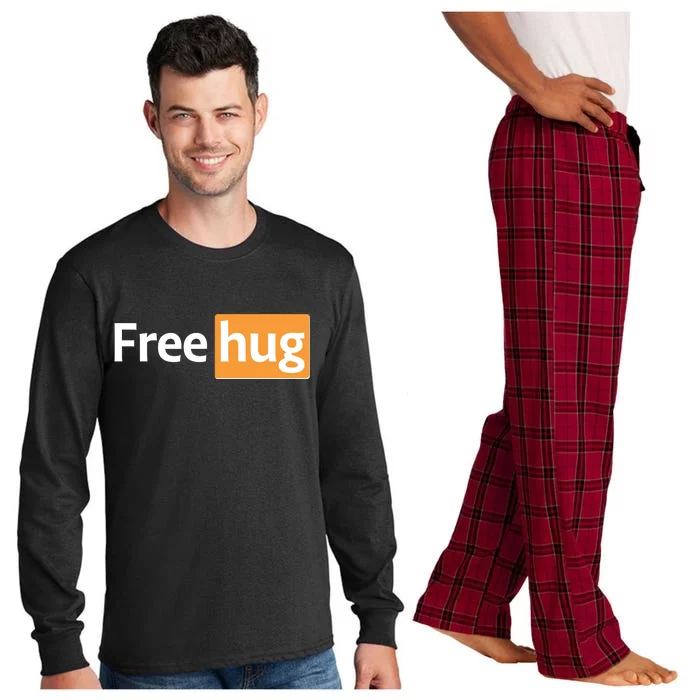 Funny Free Hug Logo Meme Long Sleeve Pajama Set