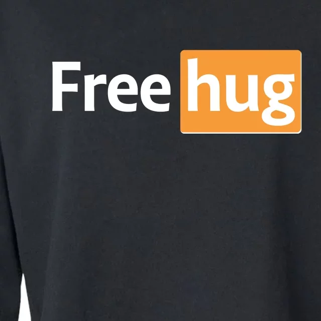 Funny Free Hug Logo Meme Cropped Pullover Crew