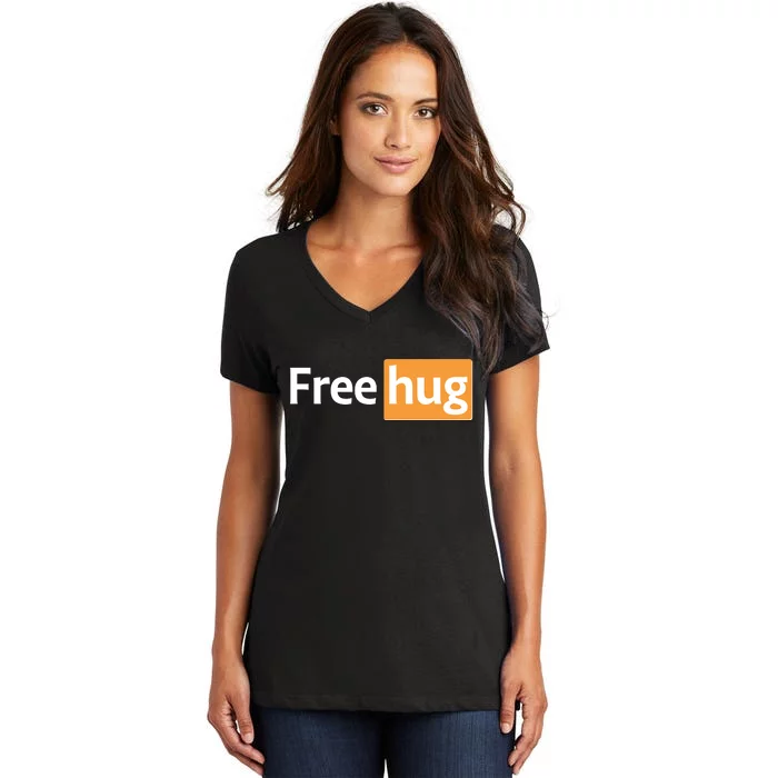 Funny Free Hug Logo Meme Women's V-Neck T-Shirt