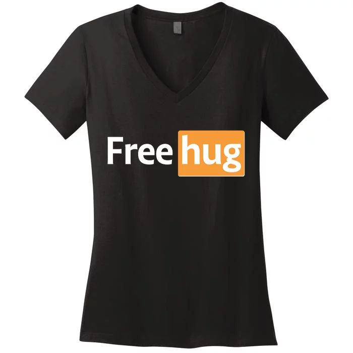 Funny Free Hug Logo Meme Women's V-Neck T-Shirt