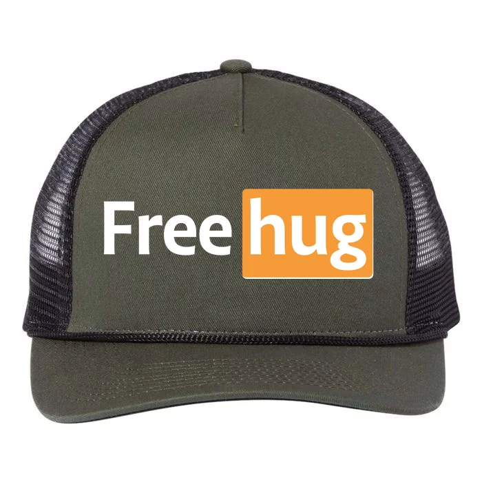 Funny Free Hug Logo Meme Retro Rope Trucker Hat Cap