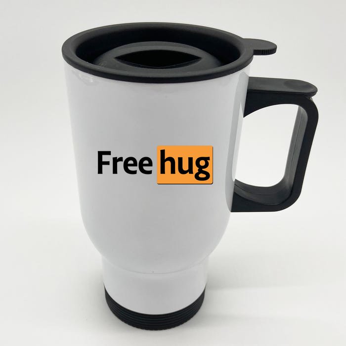 Funny Free Hug Logo Meme Front & Back Stainless Steel Travel Mug