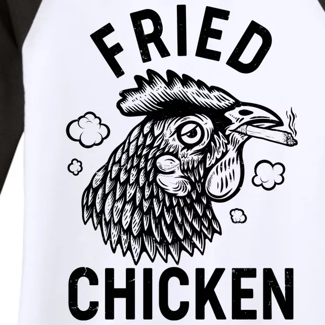 Funny Fried Chicken Smoking Joint Women's Tri-Blend 3/4-Sleeve Raglan Shirt