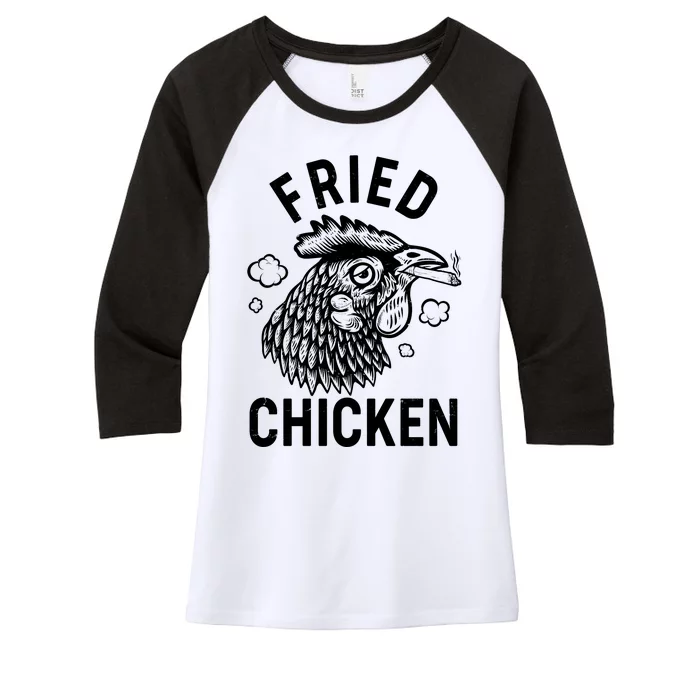 Funny Fried Chicken Smoking Joint Women's Tri-Blend 3/4-Sleeve Raglan Shirt