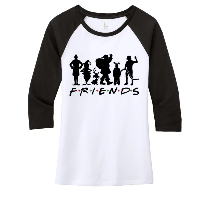 Funny Friends Famous Christmas Movies Women's Tri-Blend 3/4-Sleeve Raglan Shirt