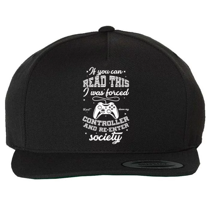 Funny Gamer Re-Enter Society Wool Snapback Cap