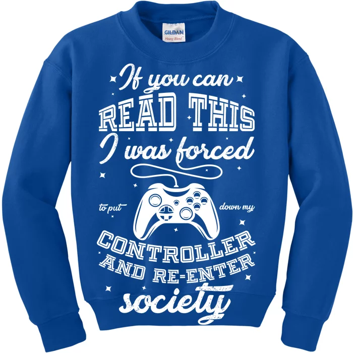 Funny Gamer Re-Enter Society Kids Sweatshirt