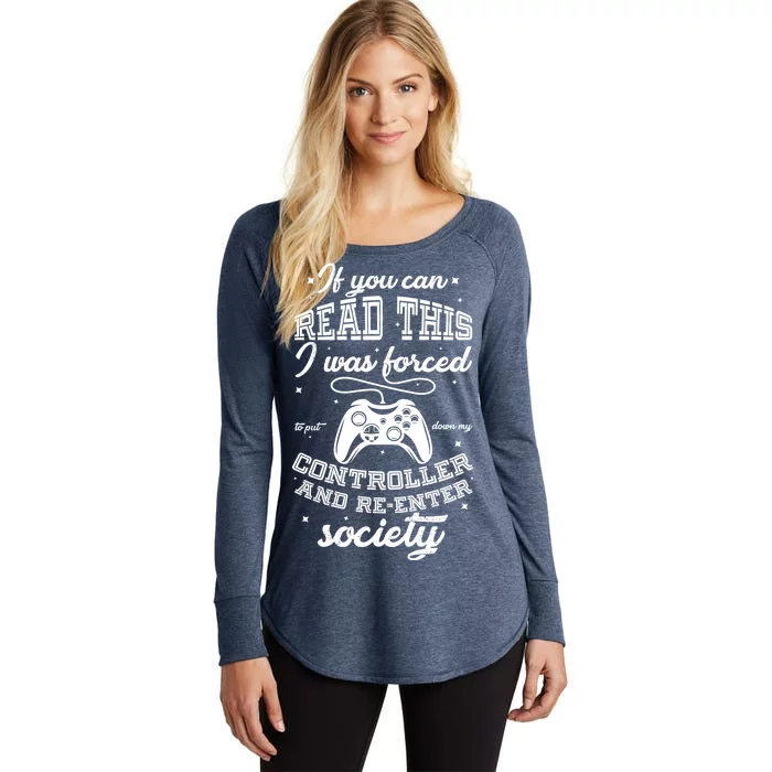 Funny Gamer Re-Enter Society Women's Perfect Tri Tunic Long Sleeve Shirt