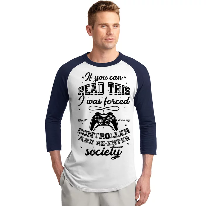 Funny Gamer Re-Enter Society Baseball Sleeve Shirt