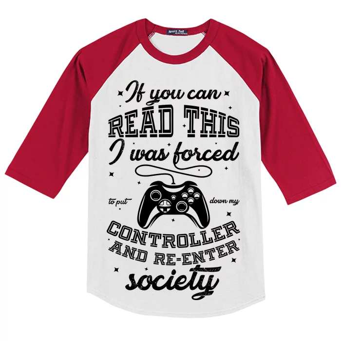 Funny Gamer Re-Enter Society Kids Colorblock Raglan Jersey