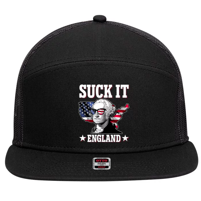 Funny George Washington Suck It England 7 Panel Mesh Trucker Snapback Hat