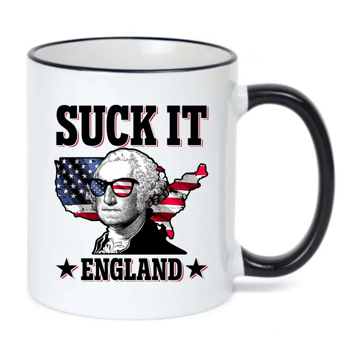 Funny George Washington Suck It England Black Color Changing Mug