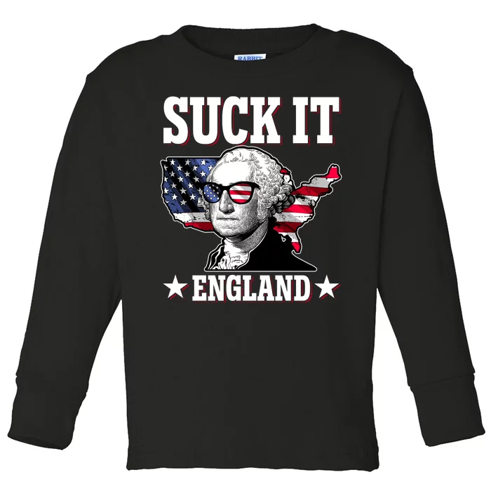 Funny George Washington Suck It England Toddler Long Sleeve Shirt