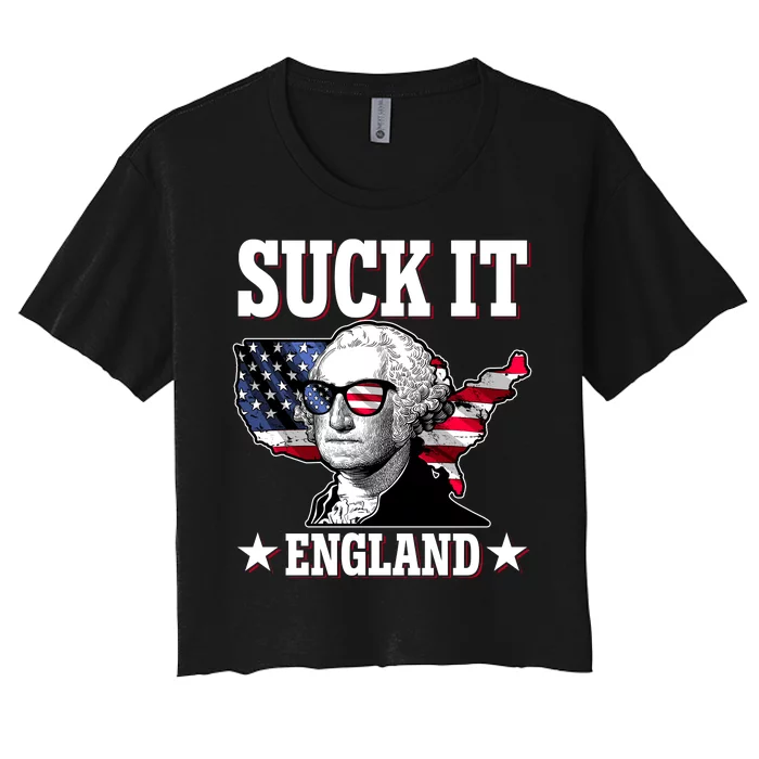 Funny George Washington Suck It England Women's Crop Top Tee