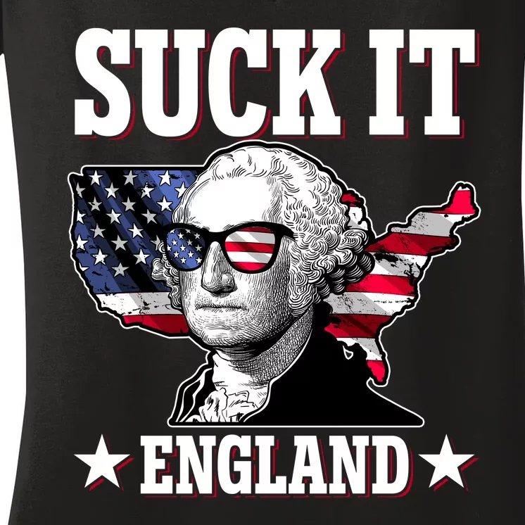 Funny George Washington Suck It England Women's V-Neck T-Shirt