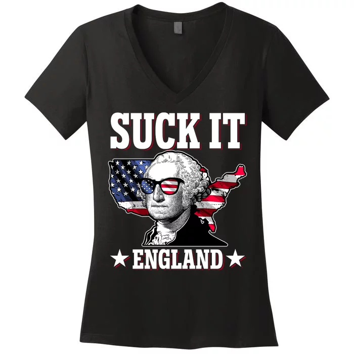 Funny George Washington Suck It England Women's V-Neck T-Shirt