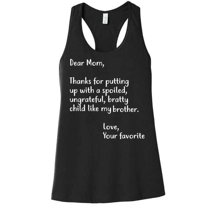 Funny Gift For Mothers Dear Mom (Brother) Women's Racerback Tank