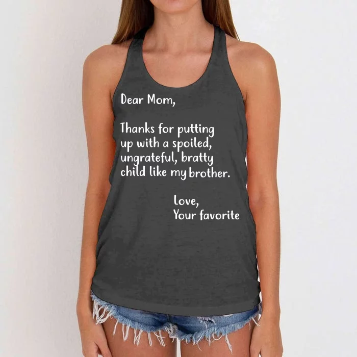 Funny Gift For Mothers Dear Mom (Brother) Women's Knotted Racerback Tank