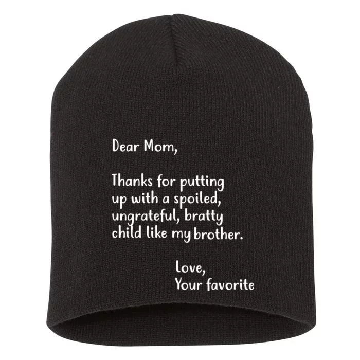 Funny Gift For Mothers Dear Mom (Brother) Short Acrylic Beanie