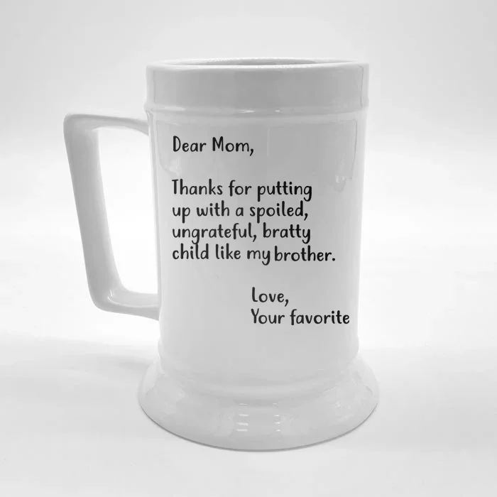 Funny Gift For Mothers Dear Mom (Brother) Front & Back Beer Stein