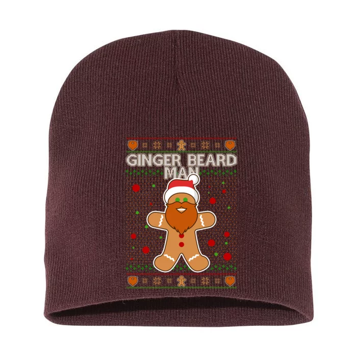 Funny Ginger Beard Man Ugly Christmas Sweater Short Acrylic Beanie