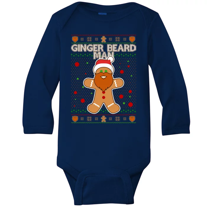 Funny Ginger Beard Man Ugly Christmas Sweater Baby Long Sleeve Bodysuit