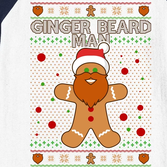 Funny Ginger Beard Man Ugly Christmas Sweater Baseball Sleeve Shirt