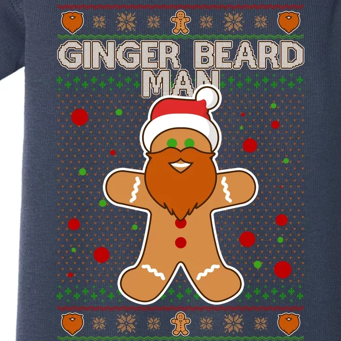 Funny Ginger Beard Man Ugly Christmas Sweater Baby Bodysuit