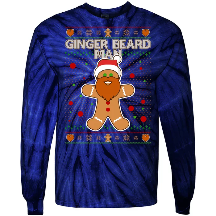 Funny Ginger Beard Man Ugly Christmas Sweater Tie-Dye Long Sleeve Shirt