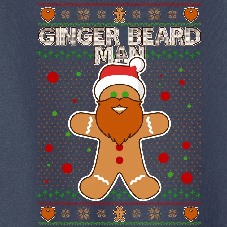 Funny Ginger Beard Man Ugly Christmas Sweater Toddler T-Shirt