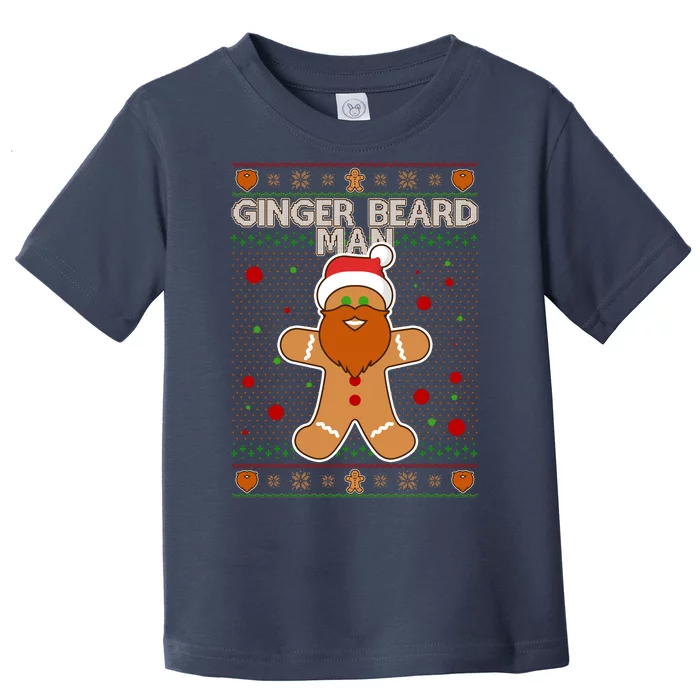 Funny Ginger Beard Man Ugly Christmas Sweater Toddler T-Shirt