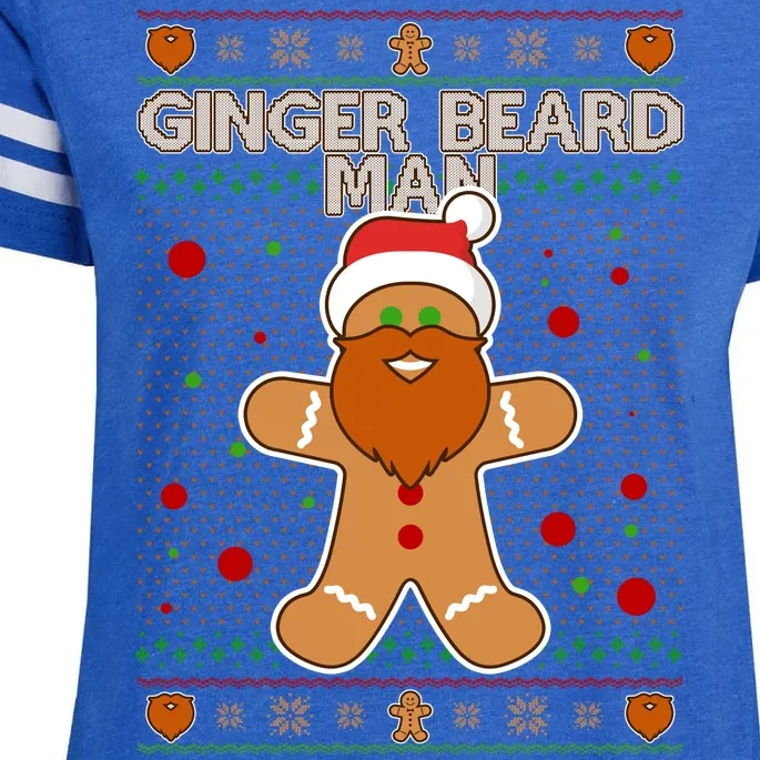 Funny Ginger Beard Man Ugly Christmas Sweater Enza Ladies Jersey Football T-Shirt